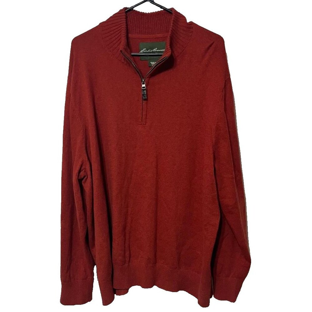 Eddie Bauer Sweater Men XXL‎  Cashmere Blend Mock Neck 1/4 Zip Seattle USA